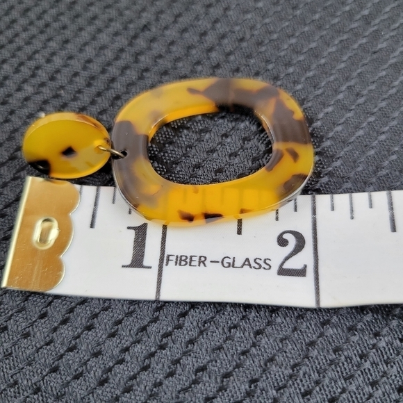 Shades of Brown Acrylic Tortoise Square Hoop Earrings (#E5) - Picture 3 of 4